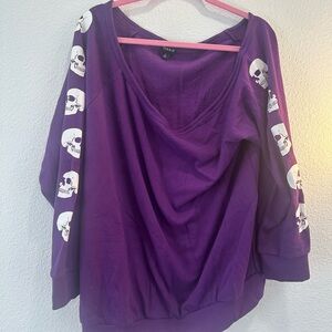torrid Purple Skull Sleeve Dolman Sweatshirt